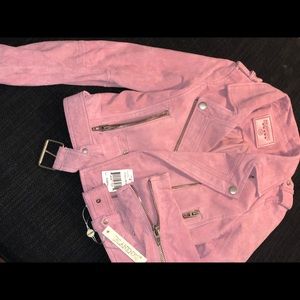 BlankNYC Pink (Rosebud) Suede Moto Jacket